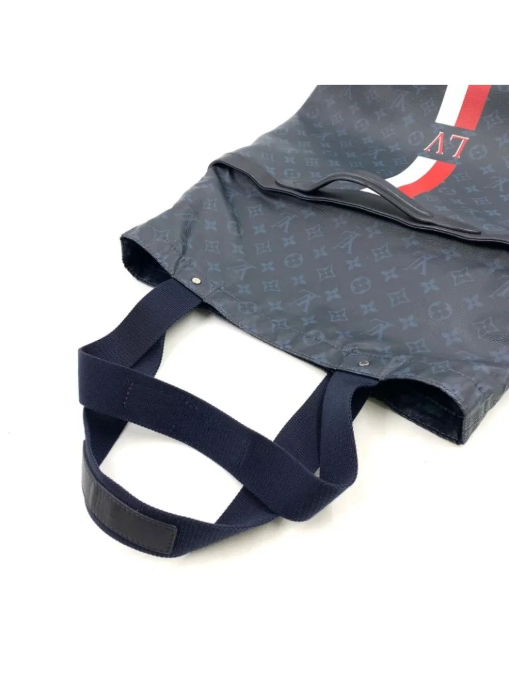 Louis Vuitton Ultralight Monogram Edge Coat Ruto Leather Navy White Red Tote Bag